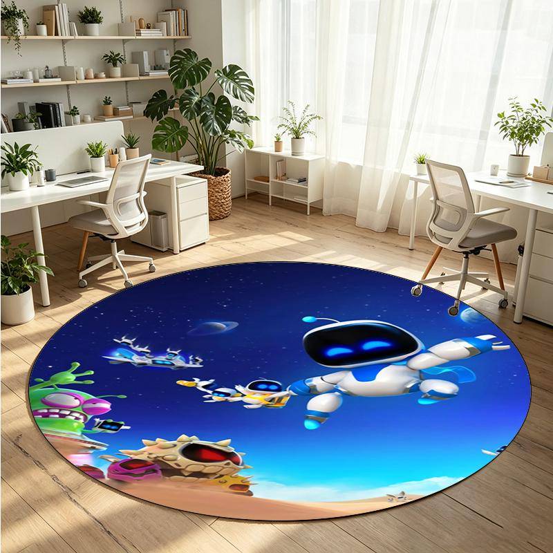 Astro Bot Printed Round Crystal Velvet Rug Soft Non Slip Floor Carpet For Bedroom Holiday Gift