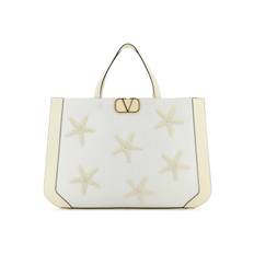 White Fabric Valentino Garavani Escape Shopping Bag