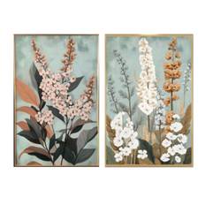 Shabby Chic Grøn Blomst Lærred Kunst
