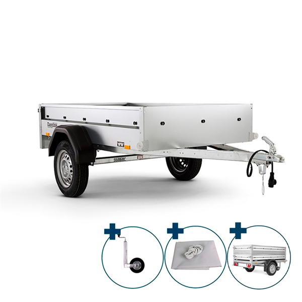 Easyline ES203S UB trailer - inkl. ekstrasider, presenning og næsehjul - 500 kg.
