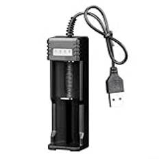 UTTASU uppladdningsbara batterier med laddare för 14500 18500 26650 3,7 V litiumbatterier enkel dubbel spår med teleskopisk fjäder intelligent IC skydd ABS-hölje LED-indikator (enkel kortplats)