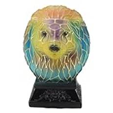 Målat Glas Lampa, Liten Målat Glas Lampa 5V Lion Soft Lighting LED Resin Animal Bordslampa med Varmt Ljus för Heminredning i Sovrummet