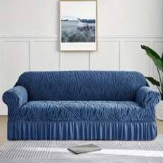 1pc Wave Pattern Sofa Slipcover, Non-Slip Sofa Cover With Skirt, Dustproof Anti-Cat Scratch Couch Cover Machine Washable Furniture Protector For Bedro - Blue - Single Seat,2 Seater,3 Seater,4 Seater