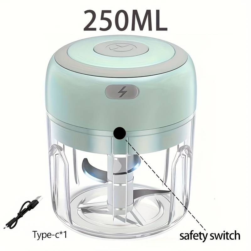 TEMU Powerful Stainless Steel Blade Portable Electric Food Chopper & Processor - 250ml Mini Usb Wireless Handheld Garlic Slicer For Vegetables & Meat