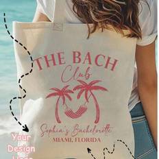 Customized Single Party Gift Beach Tote Bag, Bachelor Club Handbag, Summer Beach Vacation Palm Tree Element Gift, Bridesmaid Beach Handbag, Summer Sin - Multicolor