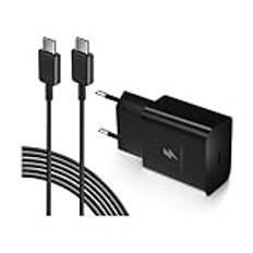 USB C-Laddare med Original Laddningskabel USB-C Snabbladdare, Typ C Mobiltelefon Strömadapter Adapter för Samsung Galaxy S23 S22 S21 S20fe S10 S9 S8 Plus A54 A53 5g A51 A50 A34 A33 A13 M53 M13