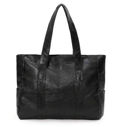 Liten minimalistisk totebag för män i PU-läder, axelväska, moderiktig rymlig arbetsväska, studentpendlarväska med stor kapacitet, hållbar och bärbar s - Multifärgad (Väska)