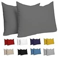 Dreamzie Kuddfodral (Set med 2) - Antracit - För Kuddar 50 x 70 cm - 100% Jersey Cotton 150gsm - Resistent och allergivänligt kuddfodral