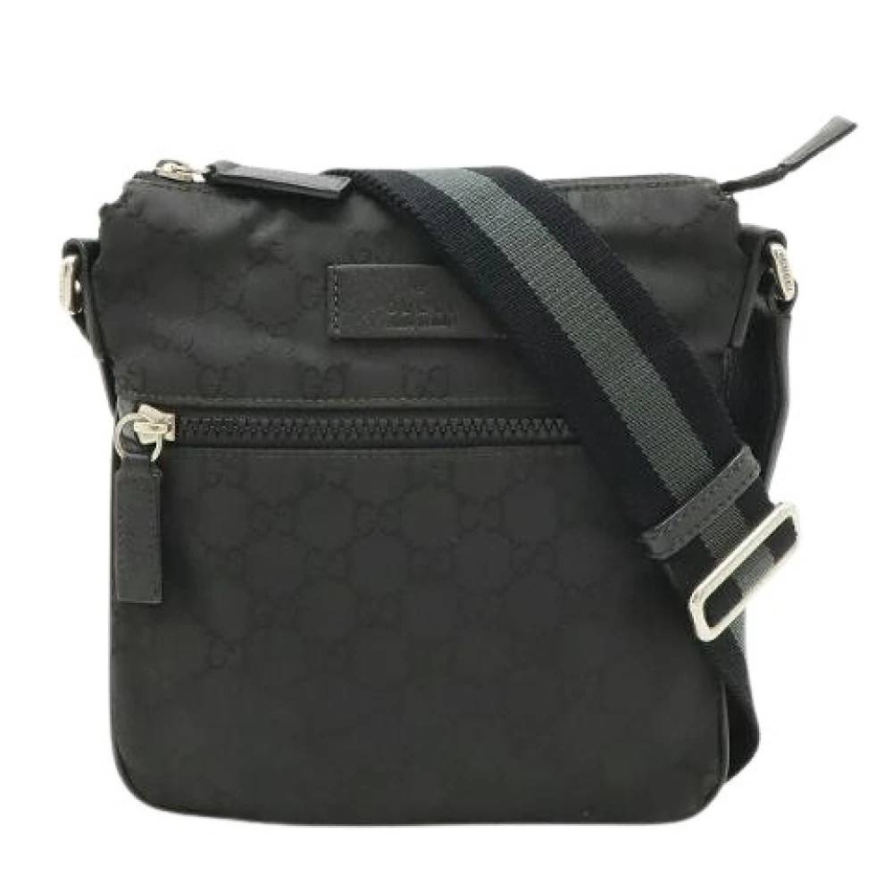 Gucci Vintage Pre-owned Nylon Leather GG Skuldertaske - Vintage - unisex - Sort - ONE SIZE - Uld