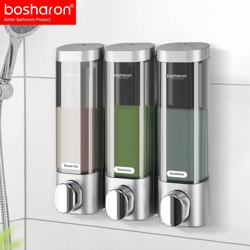 Hotell Duschtvål Dispenser Pump Plast Trippel Gel 3 Dusch Väggmonterad Schampo Dispenser Schampo Dispenser Väggfäste 3 gyllene