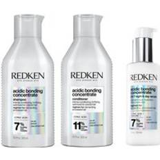 Redken Acidic Bonding Concentrate Shampoo 300ml, Conditioner 300ml and 24/7 Night & Day Serum 100ml Repair Damaged Hair Bundle