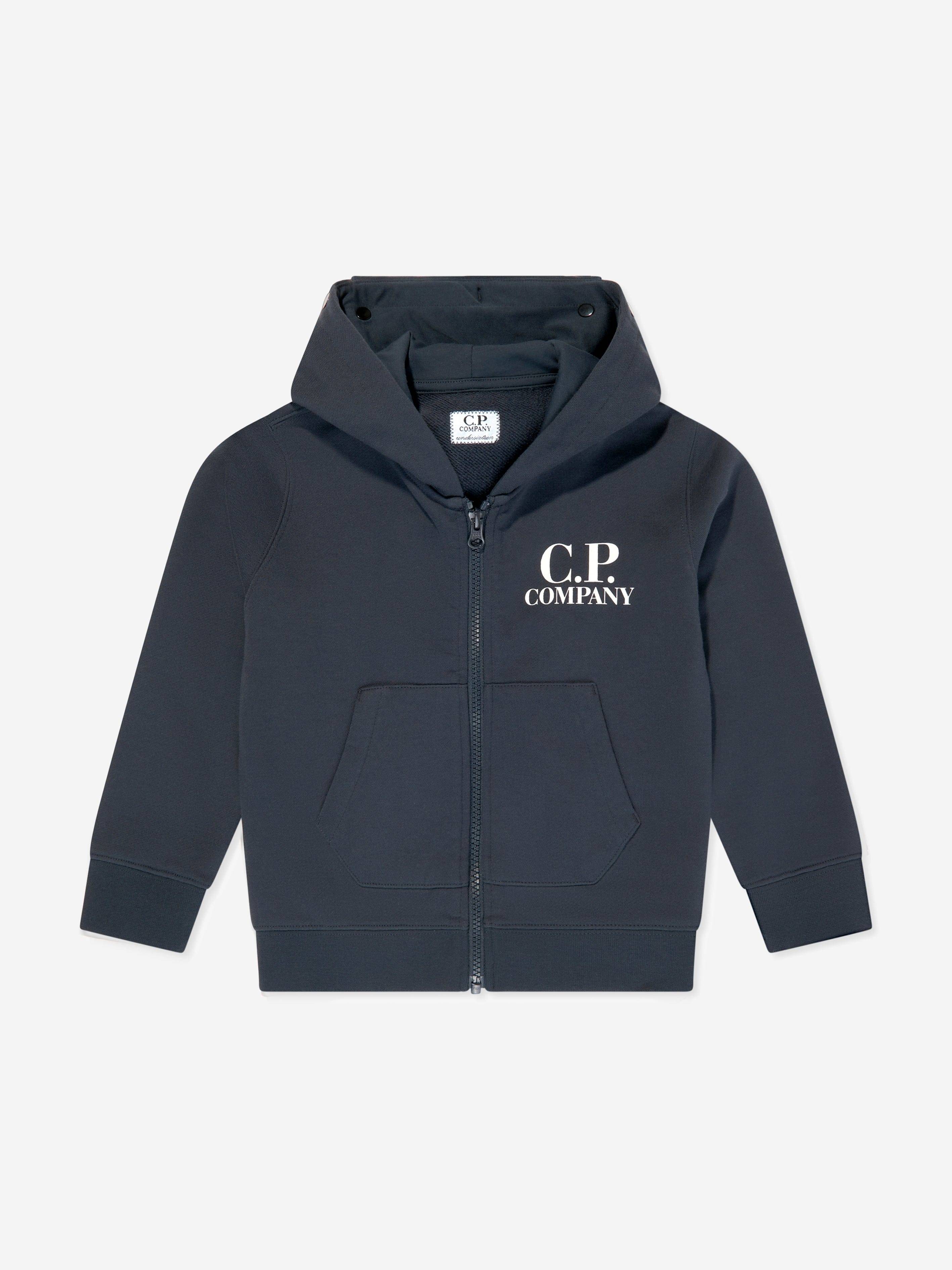 C.P. Company Boys Goggle Hooded Zip Up Top in Navy - Navy / 12 Yrs (12 Yrs)