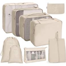 9pcs Travel Portable Luggage Packing Cubes College Dorm Essentials, Stuff Bag Storage Bag Clothes Storage Clothes Organizer Travel Bag Set Travel Orga - Beige - one-size