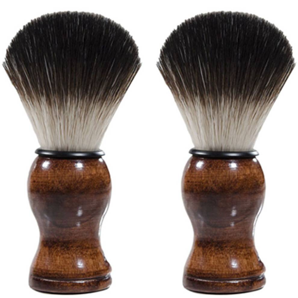 2X Men Shaving Brush Shave Wooden Handle Facial Beard Cleaning Appliance High Quality Pro Salon Tool Safety Brush