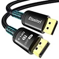 DisplayPort Kabel 1M, Display Port 1.4, DP Kabel Stöd 8K@60Hz, 4K@144Hz, 2K@240Hz, 32.4Gbps, HBR3 HDR, DSC 1.2, G-Sync & FreeSync Display Kabel 2.0 Lead för Bärbar dator Spel Skärm PC TV