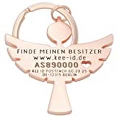 KEEID Keyfinder skyddsängel nyckelring med hjärta | inklusive hitservice | elegant ängelhänge av metall i matt strålande färger | Lyckobringare present bil körkort, Roségold Matt, Medium,