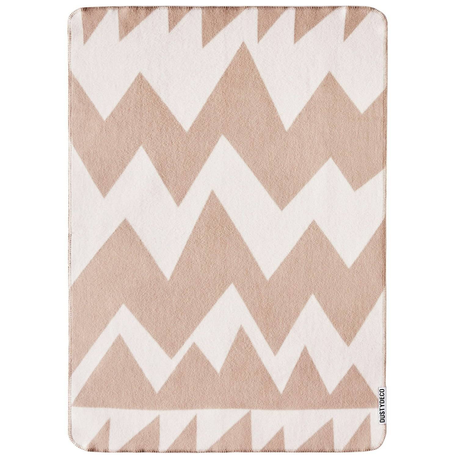 Dusty Deco Zig Zag Plaid 150x190 Cm - Plaider & Tæpper Uld Beige - DD70000001.