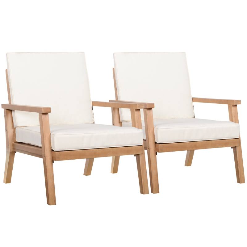 Set med 2 trädgårdfåtöljer av poppelträ