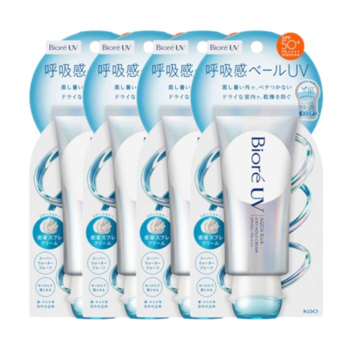 Kao - Biore UV Aqua Rich Airy Hold Cream SPF50+ PA++++ - 70g (4ea) Set - black