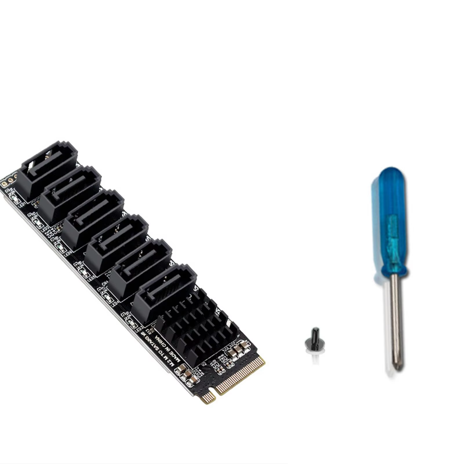 M.2 NVME M-Key PCIE 3.0 to SATA 6Gbps 6-Port Expansion Card NAS Synology Hard Drive Extended PCI-E Adapter Riser Card ASM1166 PM