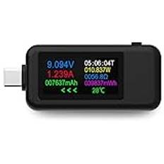 YOJOCK USB C Testare Multimeter, 0-5.1A 4-30V USB Voltmeter Amperemätare Strömmätare Typ C USB Testare LCD Digital Multimeter, Spänning, Ström, Kapacitet, Temperatur, Arbetstidsdetektor