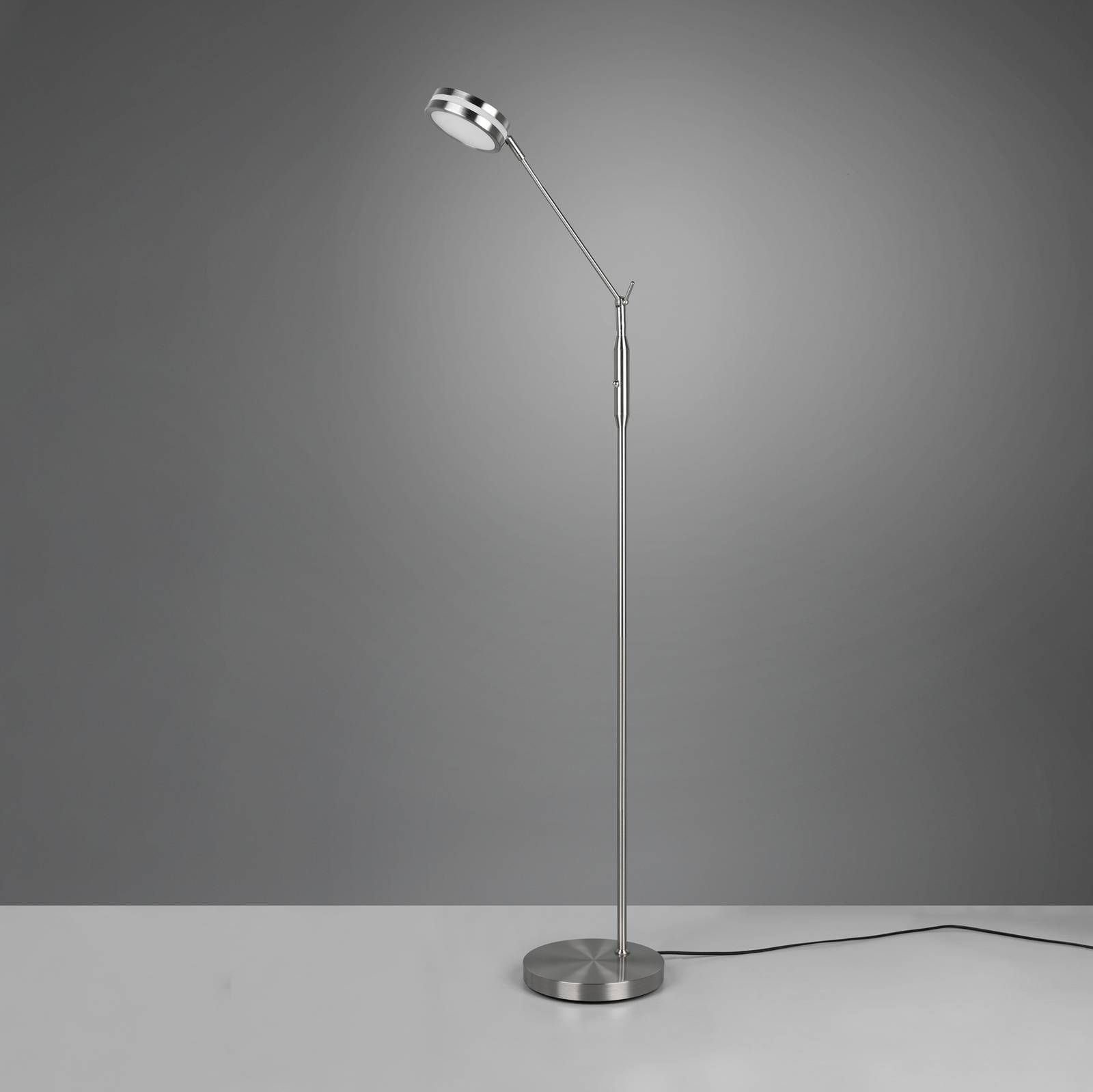 Trio Lighting LED golvlampa Franklin, dimbar, Aluminium / grå / zink, Vardagsrum / matsal, Metall, Modern, LED-golvlampa