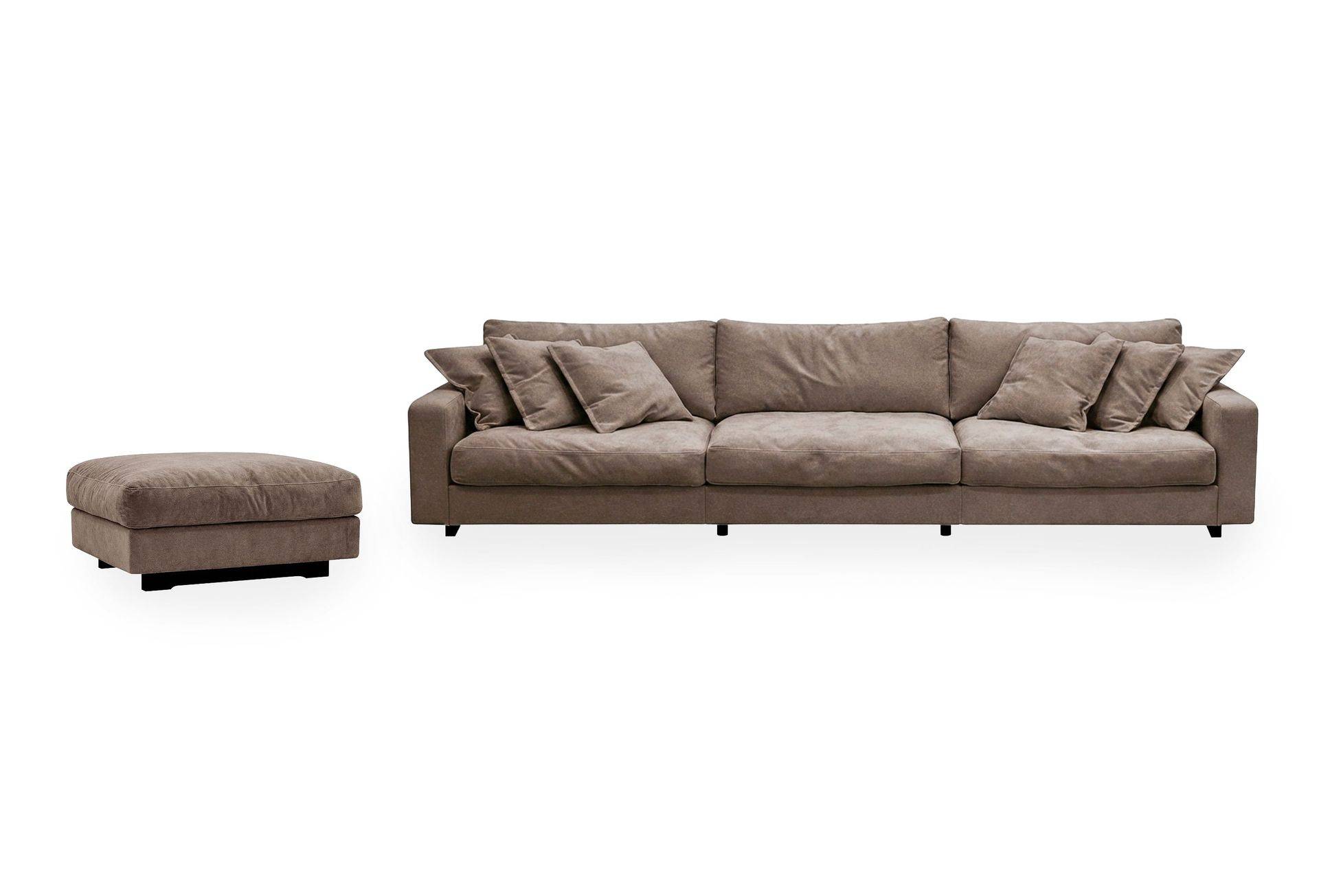 Valencia sofagruppe ekstra dyb 5-personers sofa + fodskammel i chenille - Mørkebrun