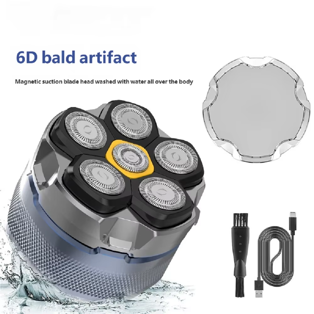 HOMEFISH Electric Head Shaver for Bald Men 6D Magnetic Razor Hair Trimmer Rechargeable LED Waterproof Face Hair Cutting