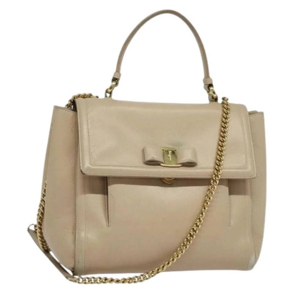 Salvatore Ferragamo Pre-owned Pre-owned Håndtaske - Vintage - Dame - Beige - ONE SIZE - Uld