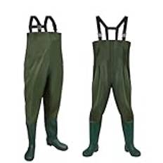 Ansobea Watbyxor herr vattentäta, fiskebyxor vattentäta med stövlar, vadarbyxor neopren 70D nylon för fiske, bondgård, byggnadsarbete