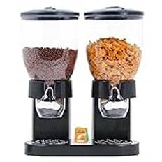 Spannmålsautomater – cornflakes dispenser – svart – spannmålsbehållare – med 2 behållare – cornflakes-dispenser för frukost – köksredskap (svart)