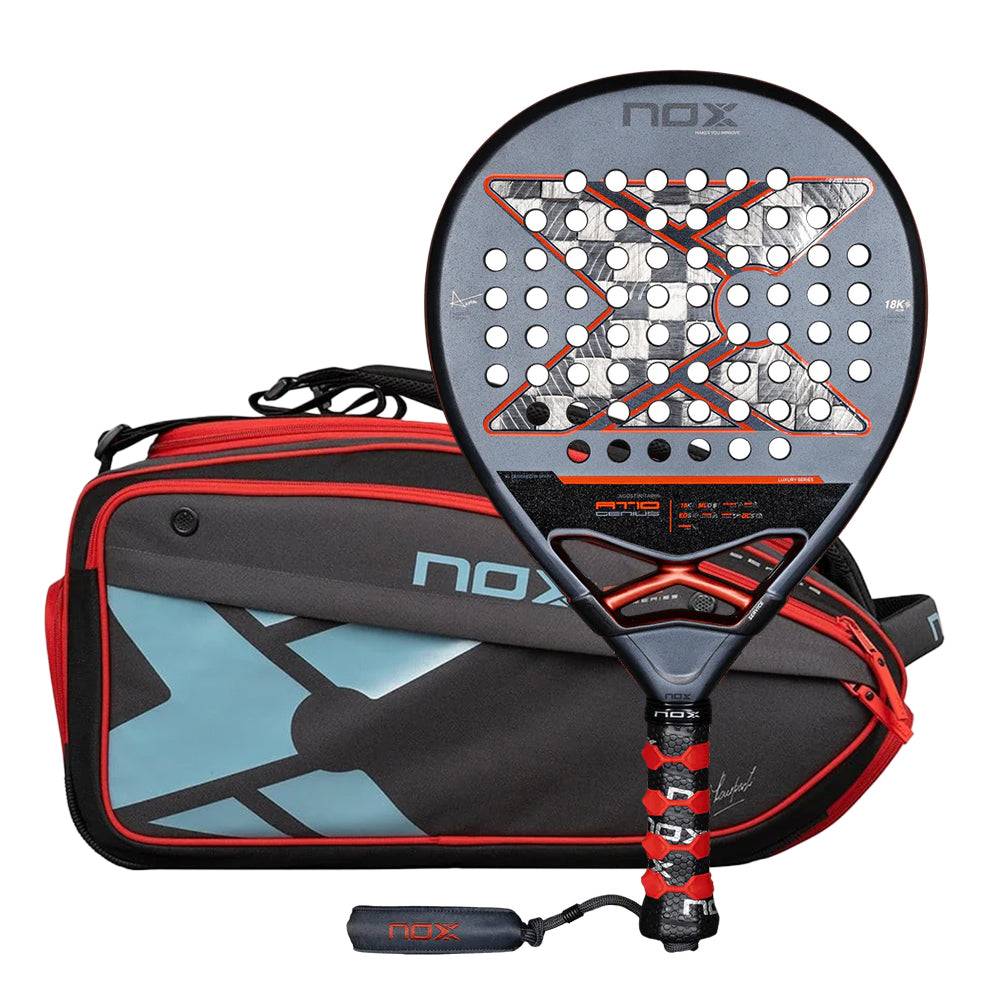 Nox AT10 Genius 18K 2025 padel racket by Agustin Tapia with ML10 Competition XL Compact racket bag black/red 2024