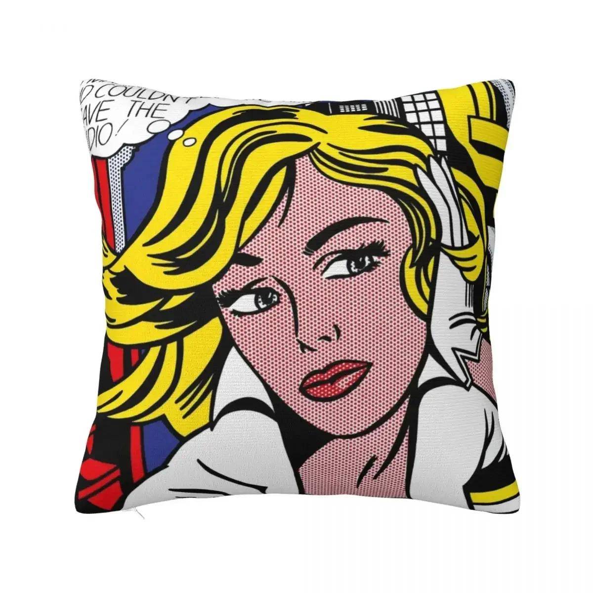 Roy Lichtenstein Popkonst Prydnadskudde Julkuddfodral Lyx Soffkuddar Kuddar för Dekorativ Soffkudde Överdrag