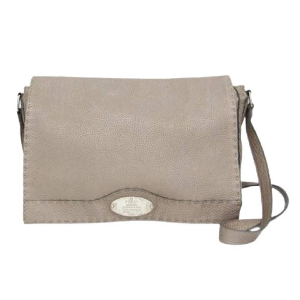 Fendi Vintage Pre-owned Selleria 8Bt116 Messenger Bag - Vintage - Dame - Grå - ONE SIZE - Uld
