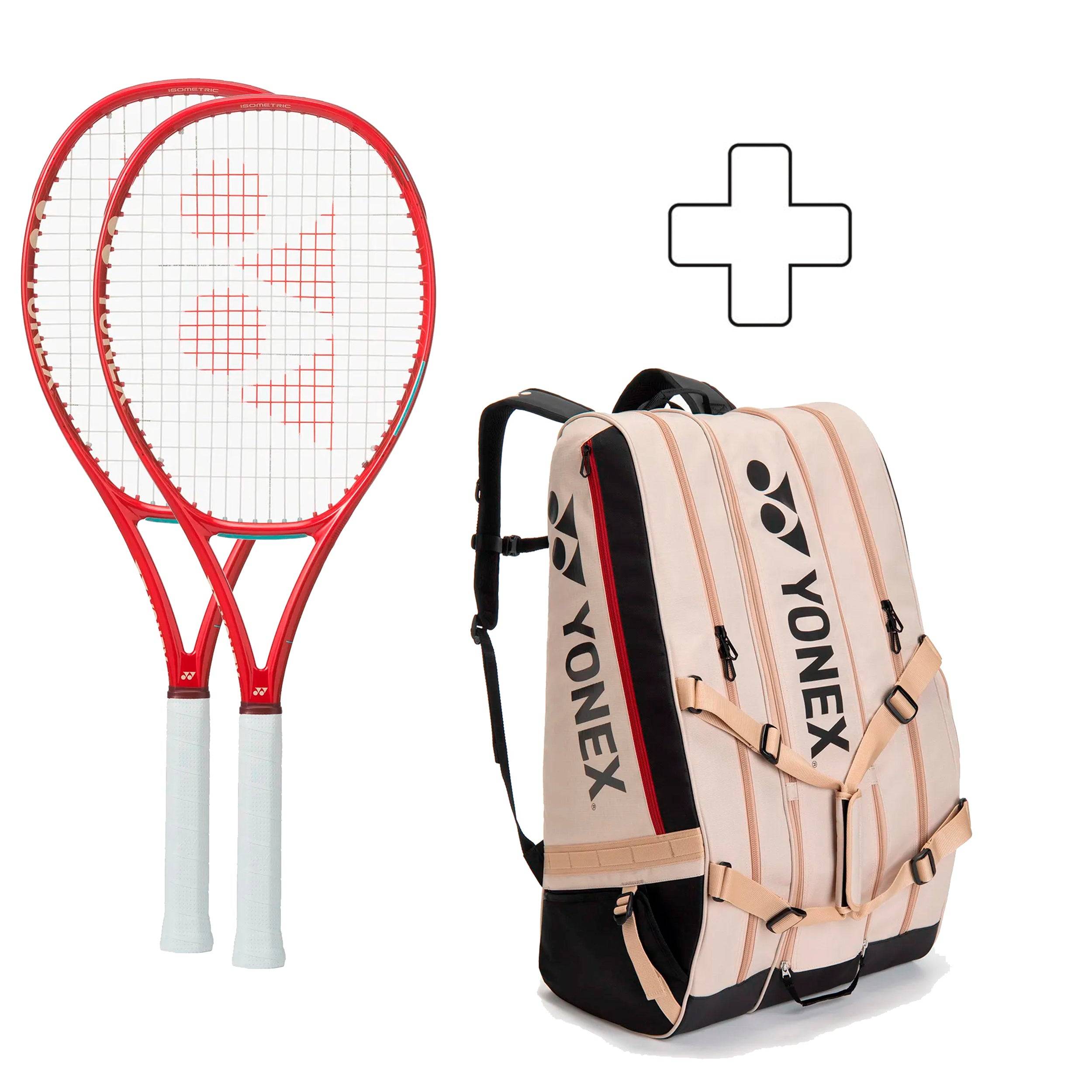 Yonex 2 x VCore 100 (2026) plus tennis bag - red
