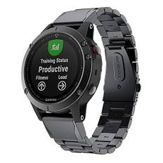 TOPsic Armband für Garmin Fenix 5, 22mm Edelstahl Link Armband Easy Fit Uhrenarmband für Instinct/Fenix 5/Fenix 5 Plus/Forerunner 935/Fenix 6/Fenix 6 Pro/Fenix 7/Fenix 7 Solar/Fenix 7 Sapphire Solar