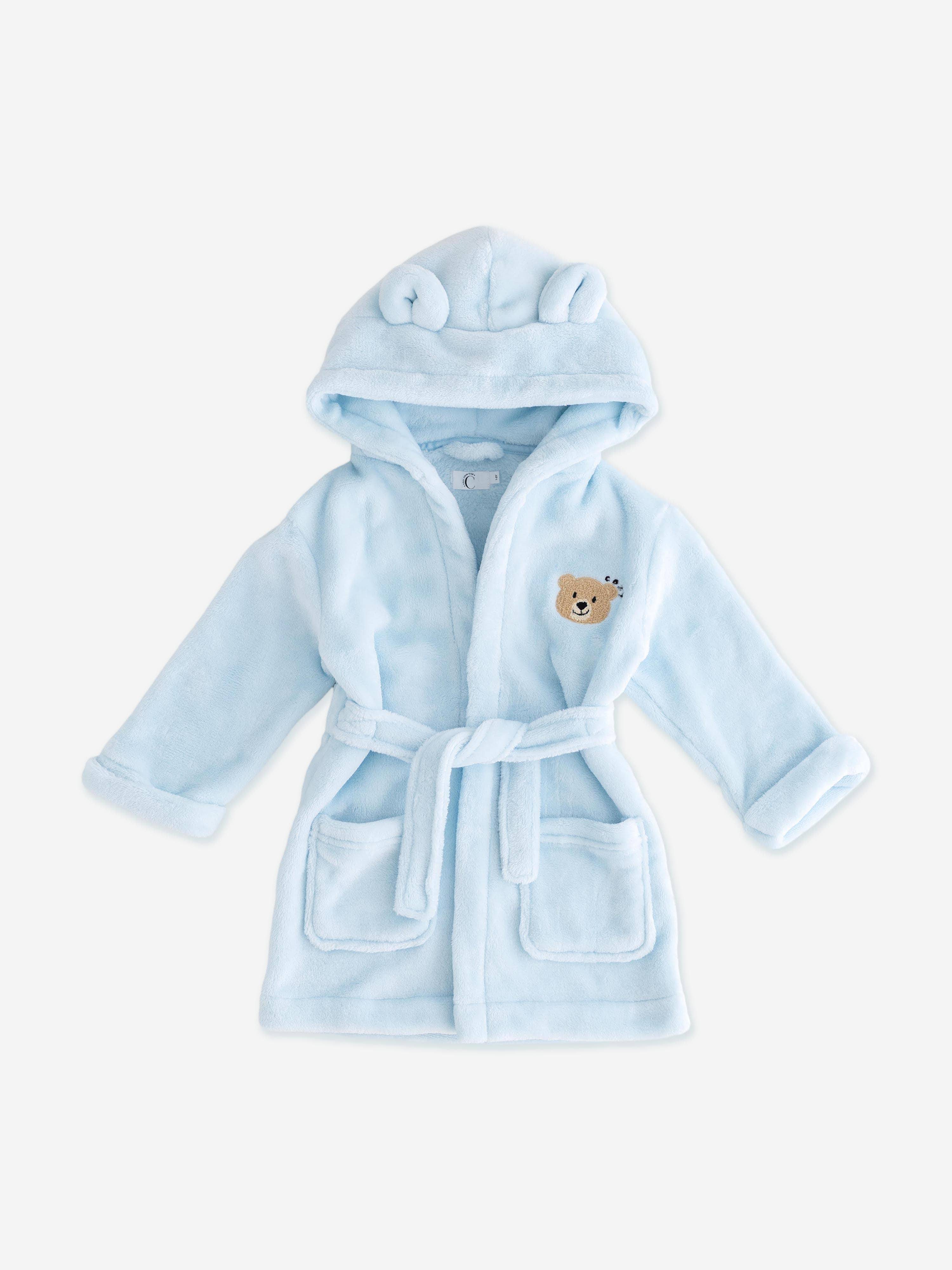 Cozy Crew Club Boys COZY Bear Hooded Dressing Gown in Blue - Blue / 2 - 3 Years (2 - 3 Years)
