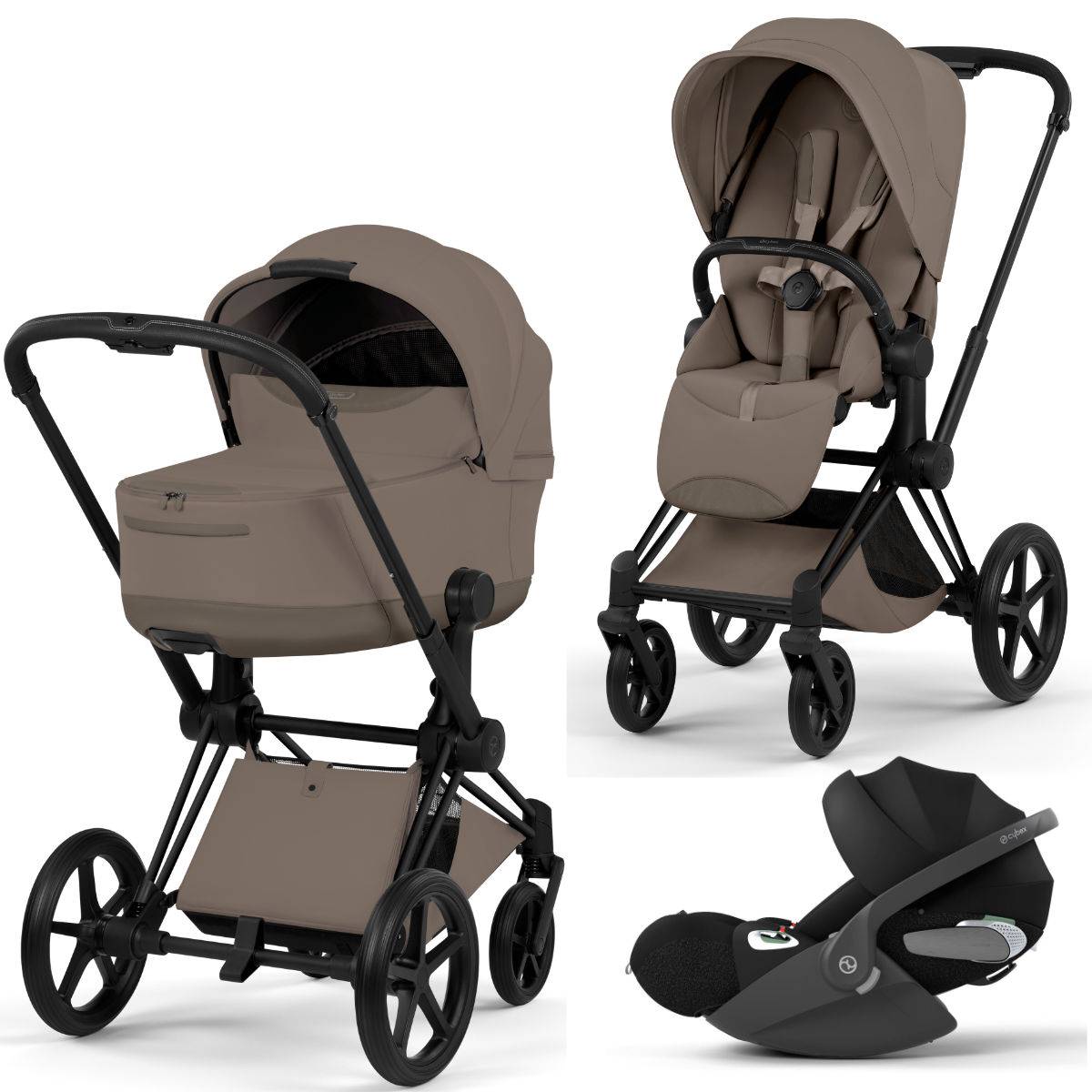 Cybex Priam 5 Style Stroller Set 3 in 1 incl. Cloud T i-Size Car Seat - Matt Black