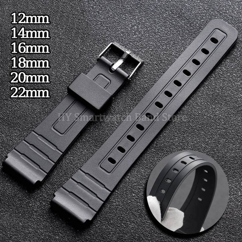 12mm 14mm 16mm 18mm 20mm 22mm PU Rubber Watch Strap for Casio F91W F84 F105/108 A158/168 W800H SGW400 AE1200/1300 Sport Bracelet