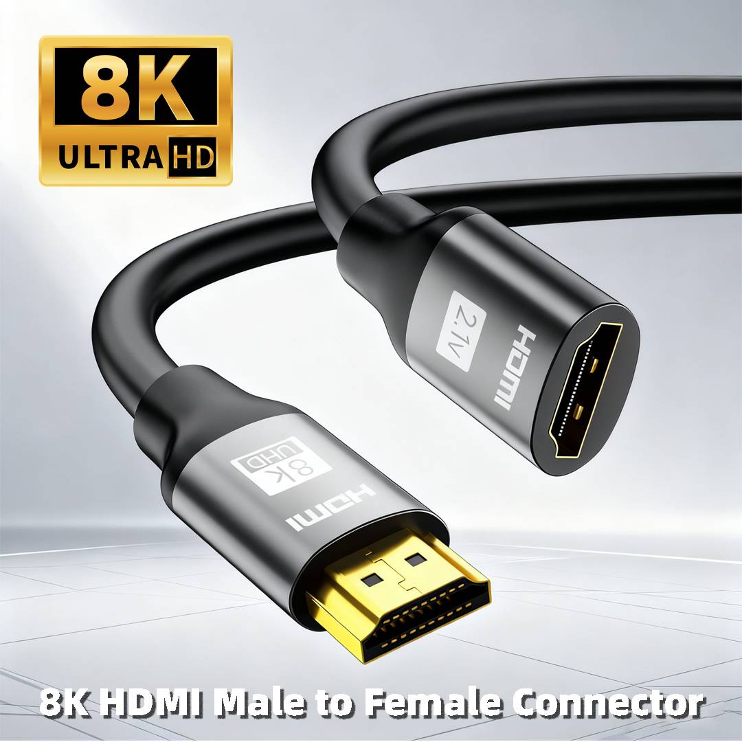 HDMI 2.1 8K Male to Female Cable HDMI Extension Cord 8K@60Hz 4K@240Hz Extender Adapter for Roku TV PS5 HDTV Blu-ray