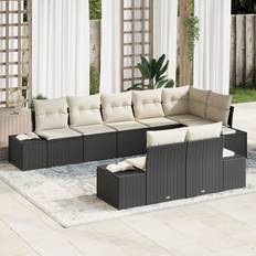 vidaXL 8-delt Have Sofa Sæt med Puder Sort Poly Rattan