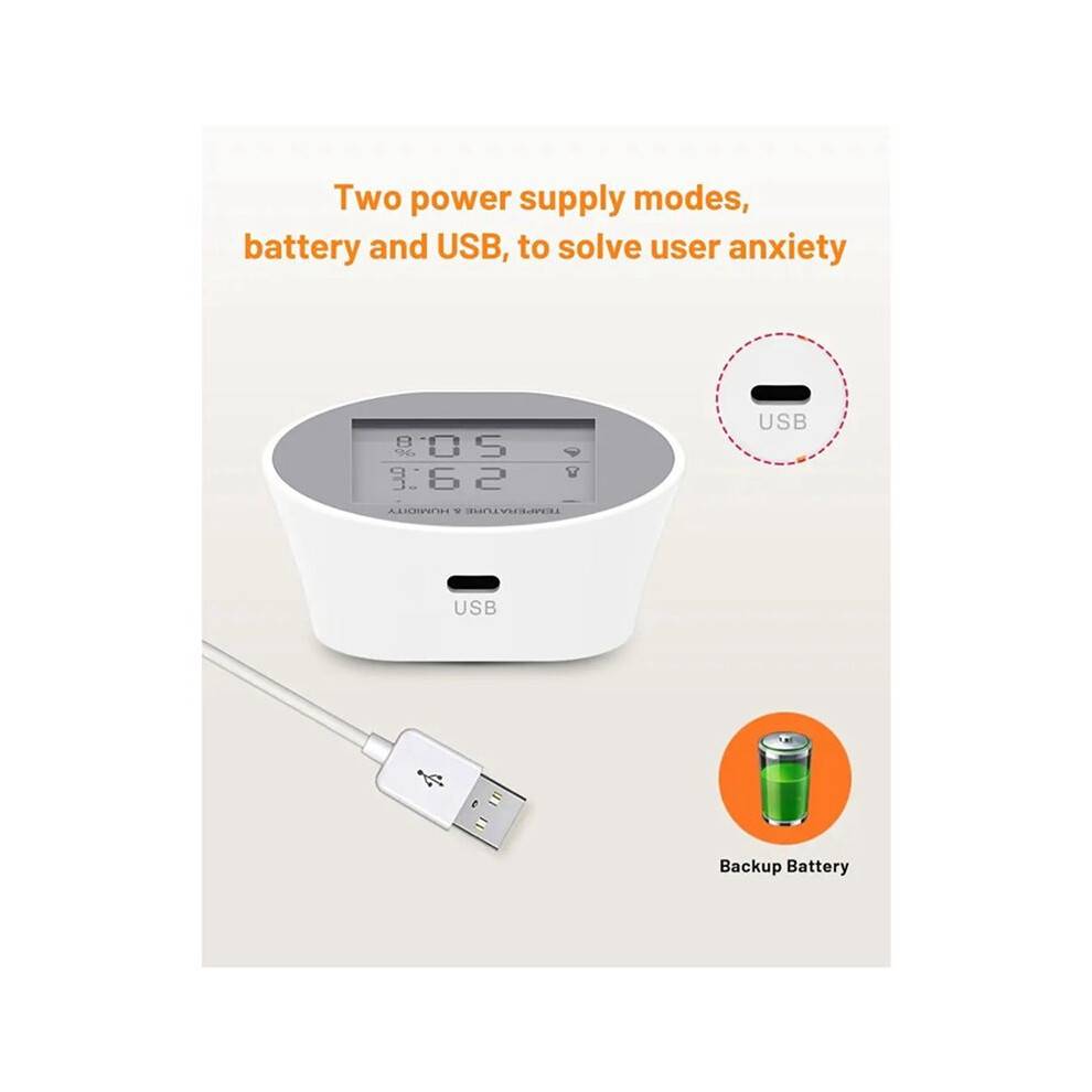 2X Tuya Wifi Temperature Humidity Sensor Indoor Hygrometer Thermometer Detector Life App Battery or USB Powered
