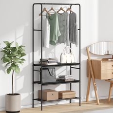 vidaXL Klädhängare med hyllor Svart ek 77 x 30 x 171 cm