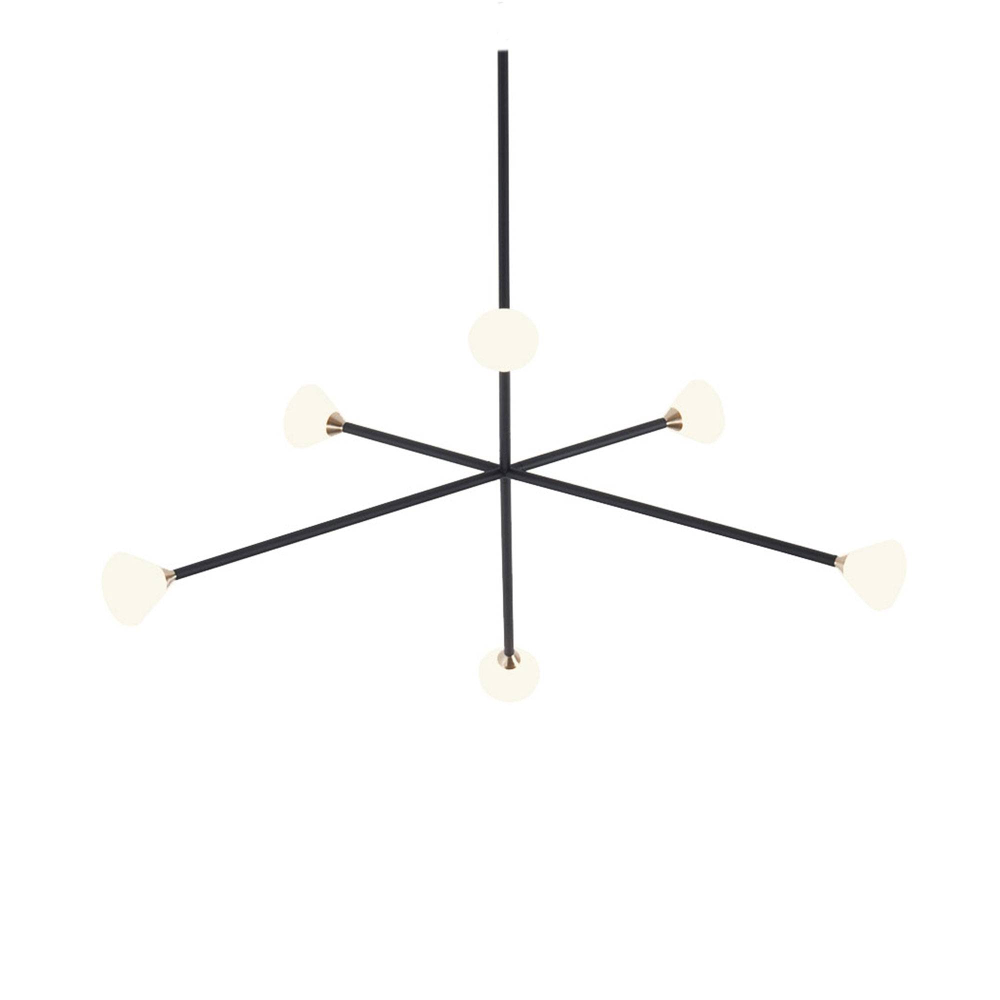 Roll & Hill - Nova Chandelier 6 Lights, Matte Black, Brushed Brass - Takkronor - McKenzie & Keim - Svart