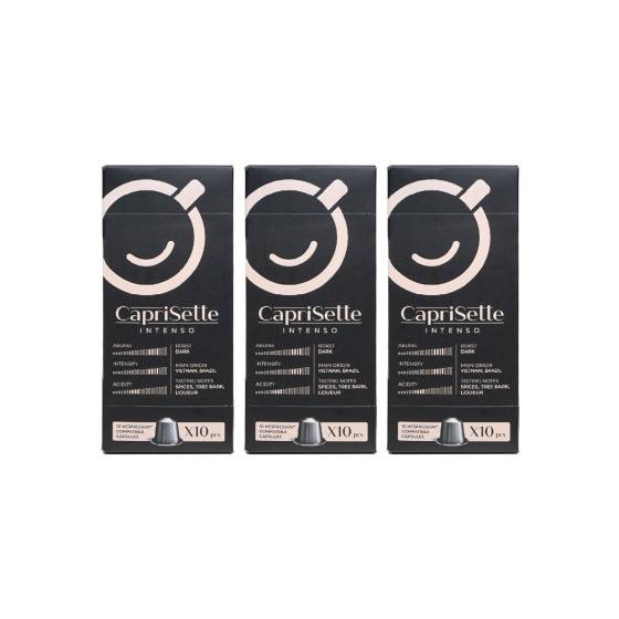 Coffee capsules for Nespresso® machines Caprisette Intenso, 3 x 10 pcs.