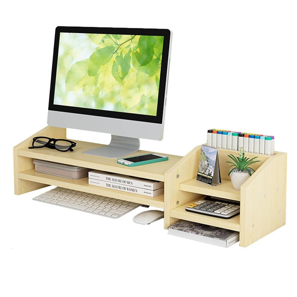 Desktop Monitor Stand Riser, Ergonomisk øjenhøjde med holdbar konstruktion, Justerbar platform til bærbar computer og computer, Pladsbesparende