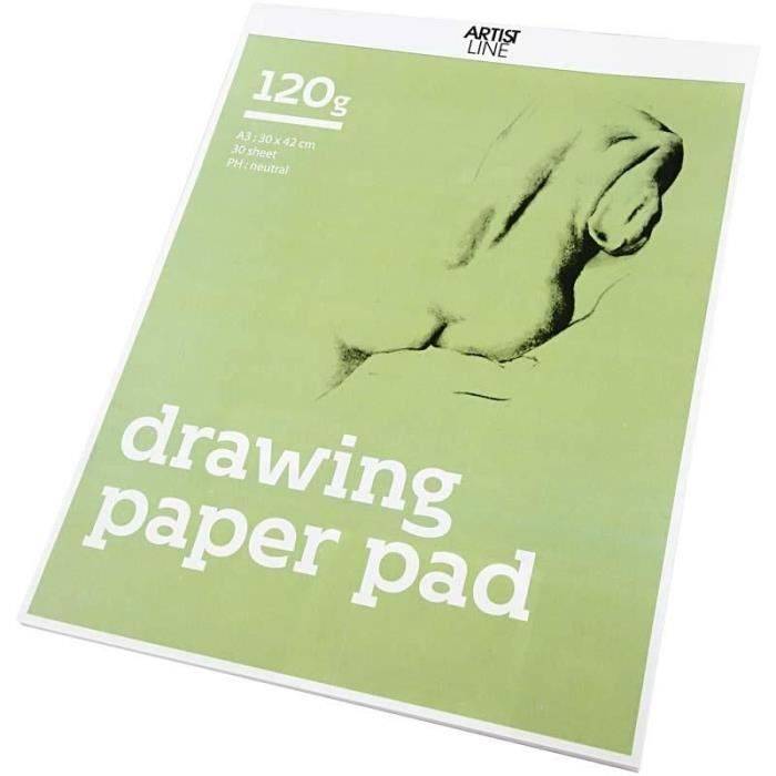 Drawing pad - A3 - 120 gr - 30 sheets - White - Mixed - High quality