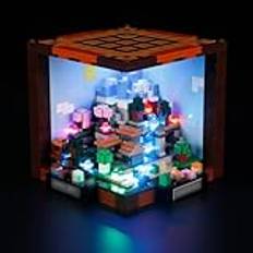MENZAVA LED-ljusset kompatibel med LEGO 21265 hantverksbordet MINECRAFT byggstenar modell – modellset ingår inte