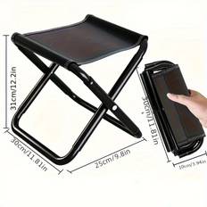 TEMU 1pc Portable Folding Stool, Ultralight Compact Fishing/camping Chair With Frame For Outdoor Use, Easy Carry For Travel