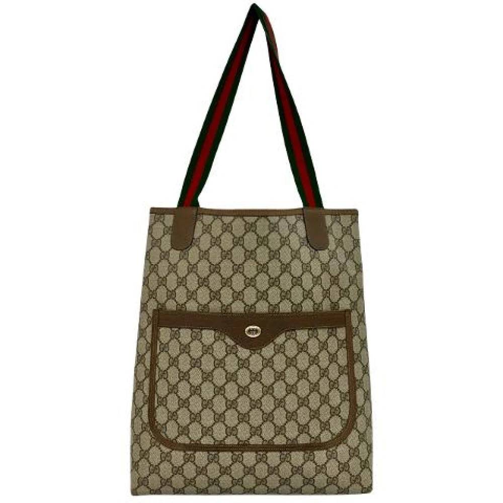 Gucci Vintage Pre-owned GG PVC Læder Tote Bag - Vintage - Dame - Brun - ONE SIZE - Læder